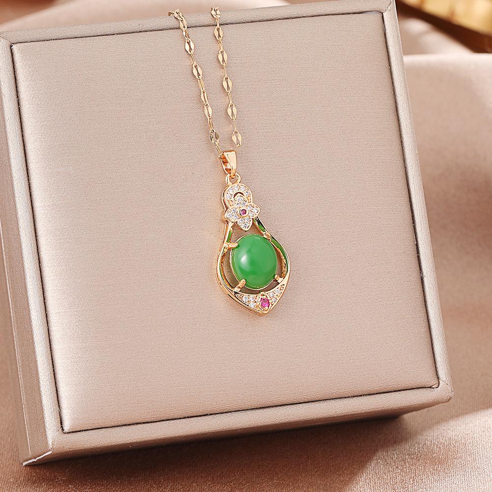 Japan and South Korea Simple Popular Wind Titanium Steel Necklace Female Niche Exquisite Internet Celebrity Zircon Clavicle Chain High-end Jewelry