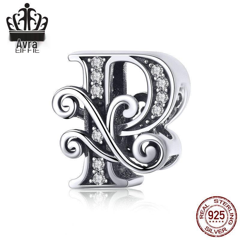 Avle 925 Sterling Silver English Letter Beaded Bracelet Beads