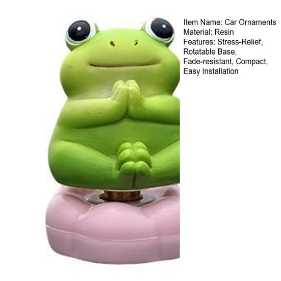 Car Ornaments Cute Rotating Frog Resin Dashboard Figurine Stress Relief Decoration with Strong Sticky Base Funny Accessory for Car Auto Motorcycle