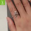 S925 Sterling Silver Feilong Open Ring, Retro Three-Dimensional National Tide Style Adjustable Ring Jewelry