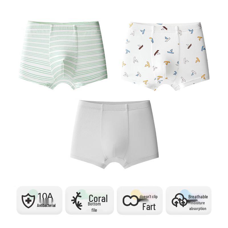 Yingbolun Boys Antibacterial Modal Boxer Briefs 3-Pack 150