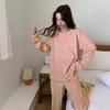 Women's Striped Flannel Pajama Set - Cozy Two-Piece Coral Fleece Home Wear for Autumn and Winter