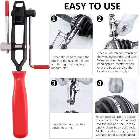 10pcs CV Boot Clamps Pliers Kit, Ear Boot Tie Pliers,Stainless Steel Universal Adjustable AXLE CV Joint Boot Crimp Clamp Kit,Hose Axle Plier CV Clamp