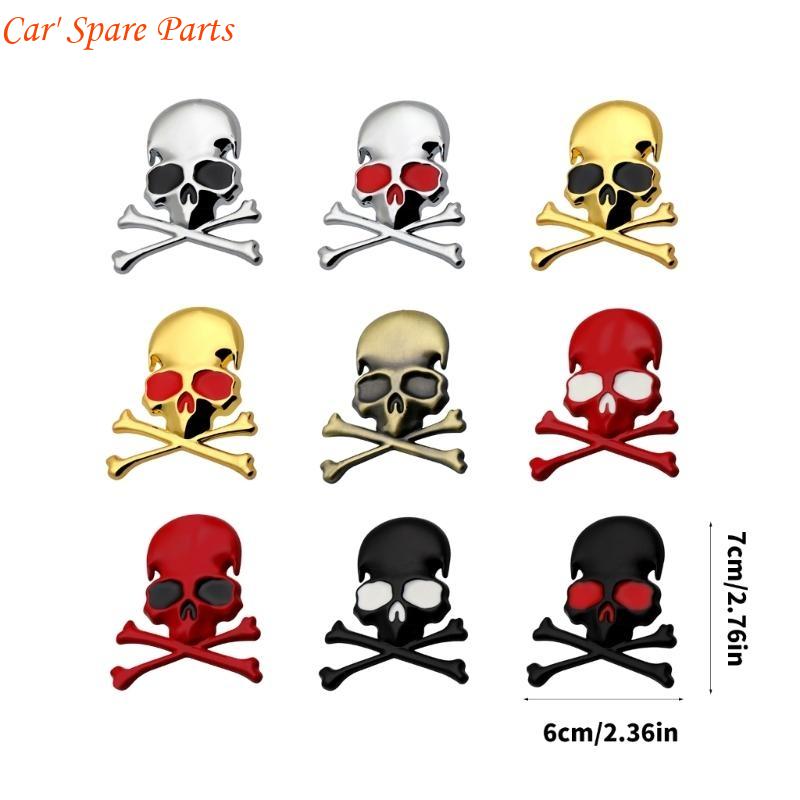 Y4UA Unique Skull & Crossbones Skull Metal Decals Metal Emblems Car Accessories