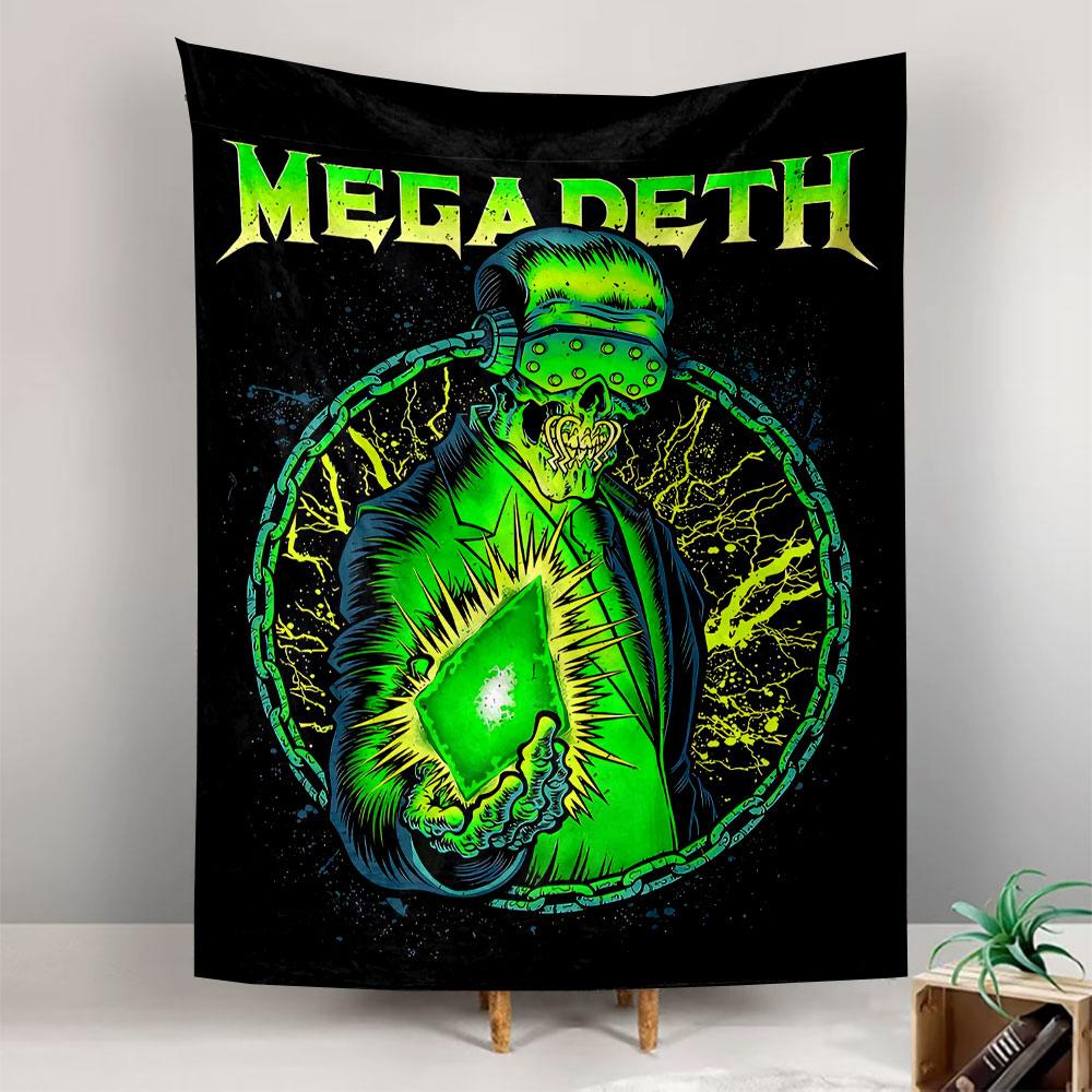 Megadeth Tapestry Wall Hanging, Heavy Metal Band Logo Poster Art, Rock Wall Decor for Bedroom Living Room Dorm