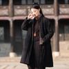 Women Vintage Warm Parkas Stand Solid Color Button Winter Coats Long Sleeve Plus Cotton Parkas