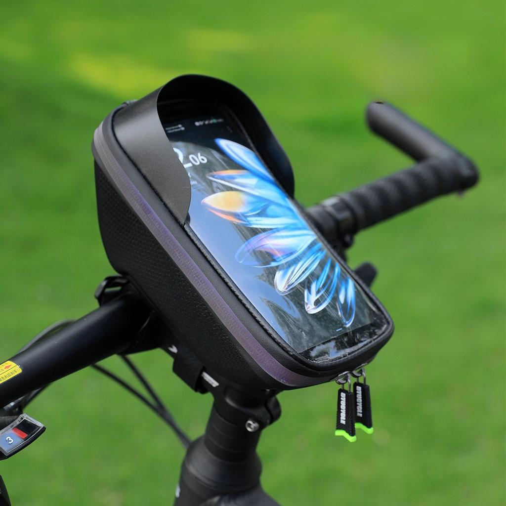 1 Stück Fahrradtasche Bunt Reflektierender Reißverschluss EVA Hartschale Wasserdicht Handy Touch Lenker Tasche Fronttasche