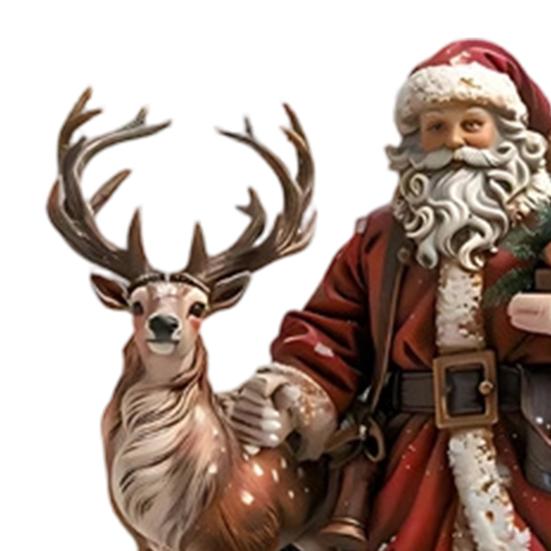 Santa Claus Desktop Ornaments Christmas Reindeer Tabletop Ornament, 2D Acrylic Lightweight Holiday Table Figurines Decor for Fireplace Living