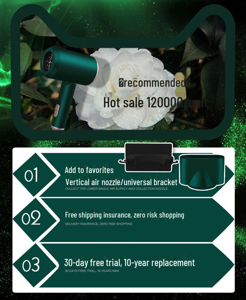 Portable Foldable Hair Dryer: Silent, High-Power, Negative Ion Technology for Gentle Home & Dormitory Use.