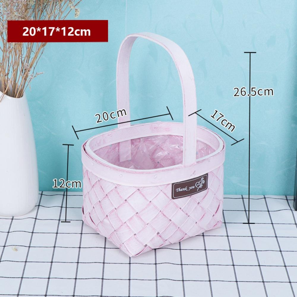 Handheld Wedding Candy Storage Basket with Handle Flower Basket  For Home Wedding Decor