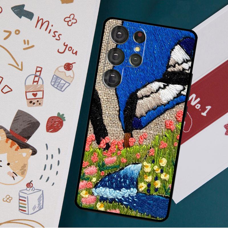 

Чехол с вышивкой цветов для Samsung Galaxy S23 S21 S22 Ultra Plus S20 FE Note 20 Note 10 S8 S9 S10 Plus Galaxy S21 FE