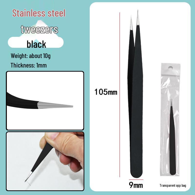Colorful Stainless Steel Curved Tweezers for False Eyelashes and Planner Clips