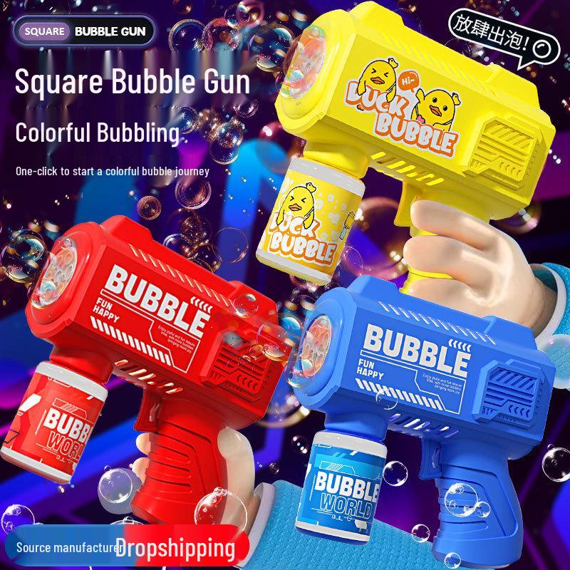 Selected Internet Celebrity Kids' Automatic Gatling Bubble Gun with Multi-Hole Design