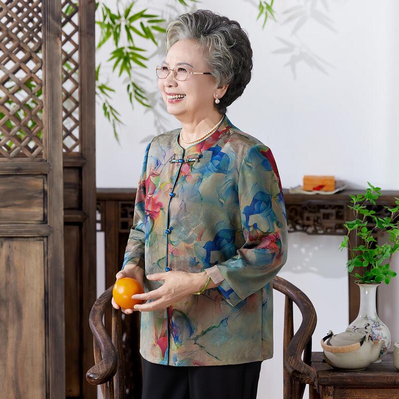 Datang Furen Elderly Women's Chinese Style Floral Shirt Cardigan