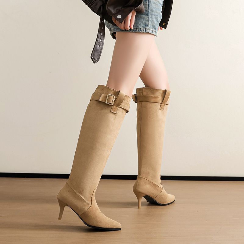 Niche design feeling comfortable Martin boots children's autumn new foreign style pointed head slender heel long tube boots