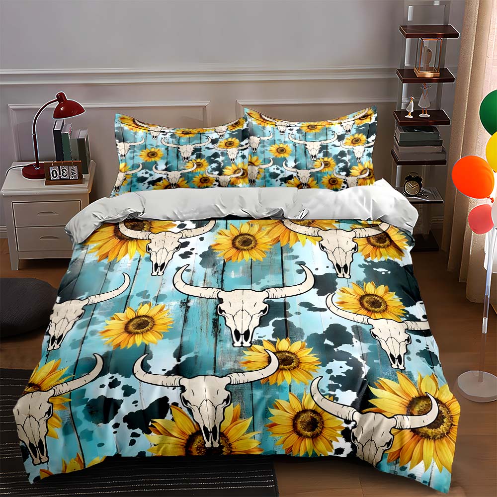 

Sunflowers skulls woodgrain Bedding Duvet cover sets Duvet covers Pillowcases gifts (1 * Duvet Cover 2 * Pillowcases, without duvet insert) 135x200cm