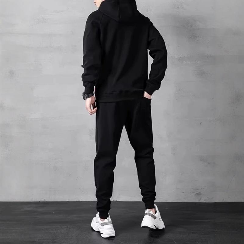 Men's Casual Sports Hoodie and Sweatpants Set - Spring/Autumn Outdoor Zipper Cardigan