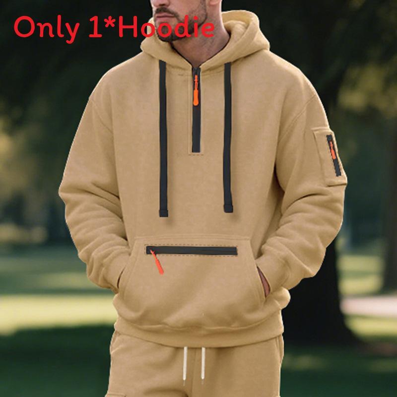 Mens Fleece Hooded Sweatshirt With Zipper For Casual Winter Wear