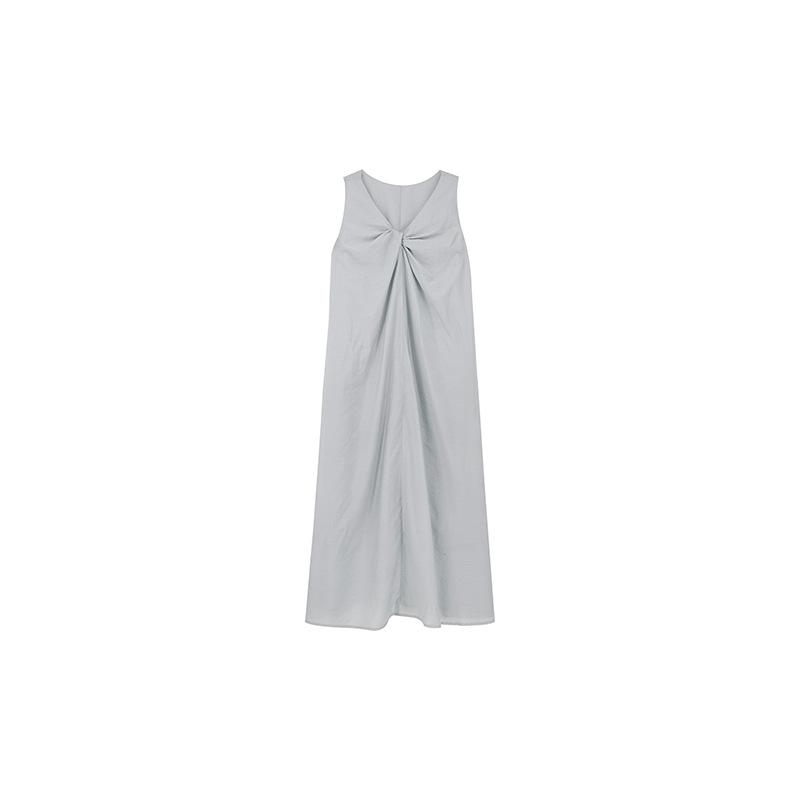 [Original Fabric] Temperament V-neck Kink Pullover Vest Skirt Women's Summer New Loose French Holiday Style Jumpsuit