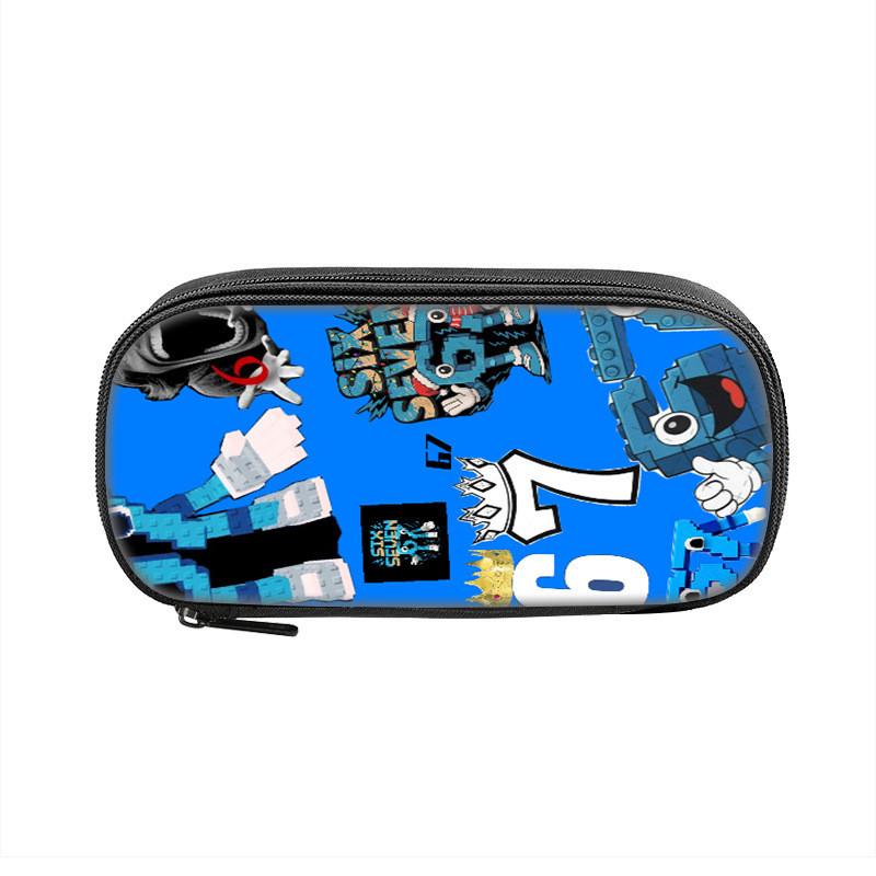 Six Seven Printed Pattern Nylon Pencil Case For Students With Compact Storage And Casual Style