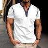 Business Casual Sommer Neu Herren O-Ausschnitt Knopf Kontrastfarbe Dünner Stil High Street Mode Büro Soziales Kurzarm Tops