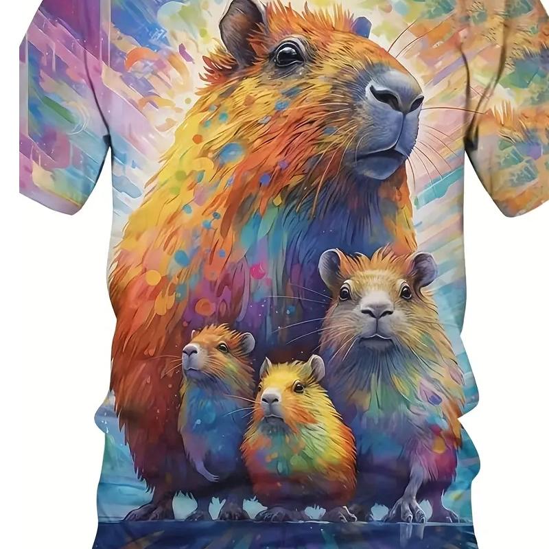 

3D-принт забавная футболка с рисунком капибары для мужчин и женщин милые футболки с изображением животных капибары летние повседневные модные свободные детские футболки топы XS
