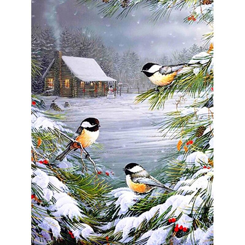 New 5D DIY Diamond Painting Bird Flower Diamond Embroidery Landscape Cross Stitch Full Round Drill Home Decor Manual Gift