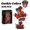 970 Teile Gotische Kobra Bausteine, Rosenkreuz Schwarzes Schwert Tier Blume Halloween Dekoration DIY Steine Dunkles Horror Spielzeug Weihnachten Geschenk