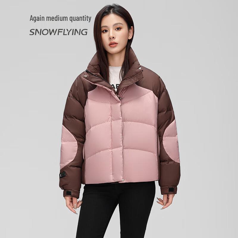 

SNOWFLYING Women s Korean Style Color Block Short Down Jacket M (160)