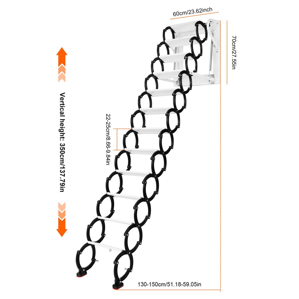 Aluminum Alloy Electric Invisible Loft Ladder Ceiling Mount Folding Attic Stairs Space Saving for Home Garage Roof Basement