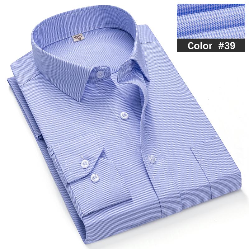 Classic Blue Striped Business Casual Shirt Men's Autumn Slim Lapel Long Sleeve Office Banquet Wedding Formal Social Shirt