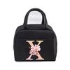 Cherry Blossom Letter N-Z Print Women Men Lunch Bag Fashion Alphabet Portable Insulated Bag School Multifunctional Bento Handbag