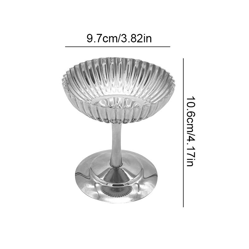 1PC Dessert Cup Minimalist Stainless Steel Dormitory Pudding Cup Heat-proof High Footed Bowl Practical Snack Bowl Convenient