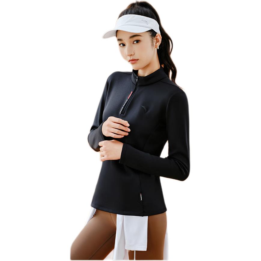Anta Training Series Simple Stand Collar Letter Casual Versatile Comfortable Sports Knit Top Women tops 162547406-3