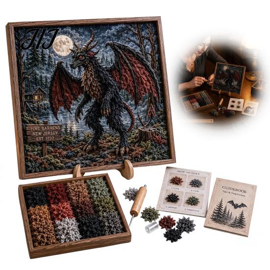 Einzigartige Heimdeko-Bastelarbeiten 3D DIY Stoff-Stech-Kunst-Set, Kreatives Handarbeits-Set, Fantasiewald Stressabbau Hobbys Tiere Pressen