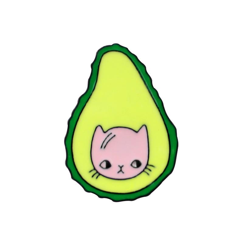 European & American Cartoon Alien Avocado Cat & Pizza Cat Brooch Collection