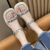 Crystal slippers female summer wear fashion fairy French transparent high heels thick heel sandals niche high-end sandals