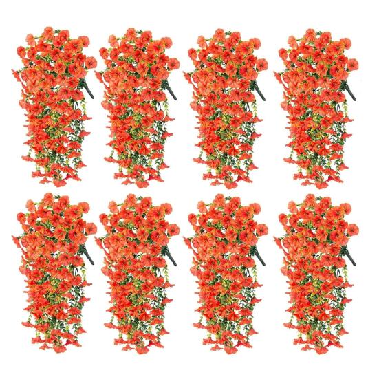 8Pcs Simulated Flowers 5 Forks 69 Purpose Outdoor UV Resistance Hanging Artificial Morning Glory Low Maintenance Plastic Flowers