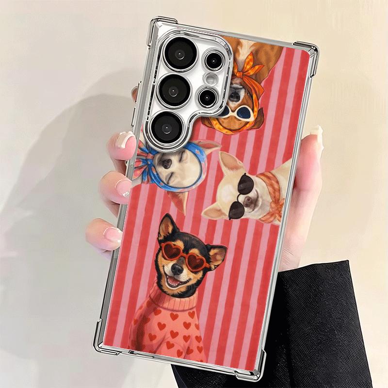 Chihuahua Puppy Teacup Dog Plating Phone Case For Samsung Galaxy S24 S25 FE S26 Edge S23 Ultra S22 S21 Plus S20 Anti-Fall Airaba