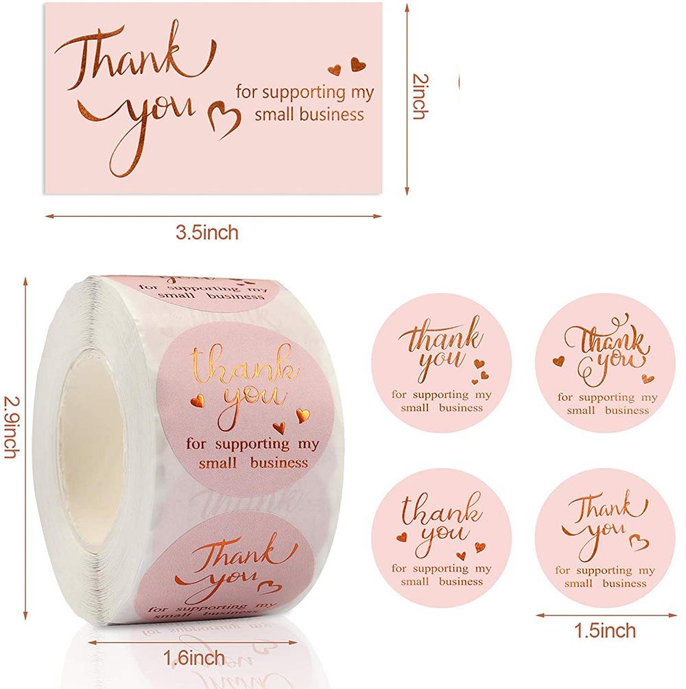 500pcs/roller 3.8cm Thank You Sticker Roller Label or 50pcs Thank You Card for Business Home Party Gift Packaging Decoration