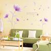 Romantische Lila Blumen Wandsticker Liebe Wohnzimmer Schlafzimmer für Heimdeko Kunstaufkleber Hintergrundaufkleber Wanddekoration