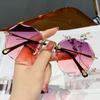 Luxury Brand Design Glasses Vintage Rimless Sunglasses Women Men Fashion Gradient Lens Sun Glasses Shades For Female