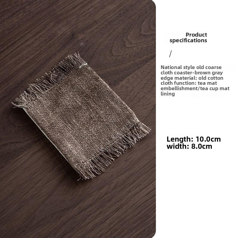 Retro old cloth beard edge hand-made coaster Zen tea cup holder thermal insulation coaster tea table anti-scalding mat tea