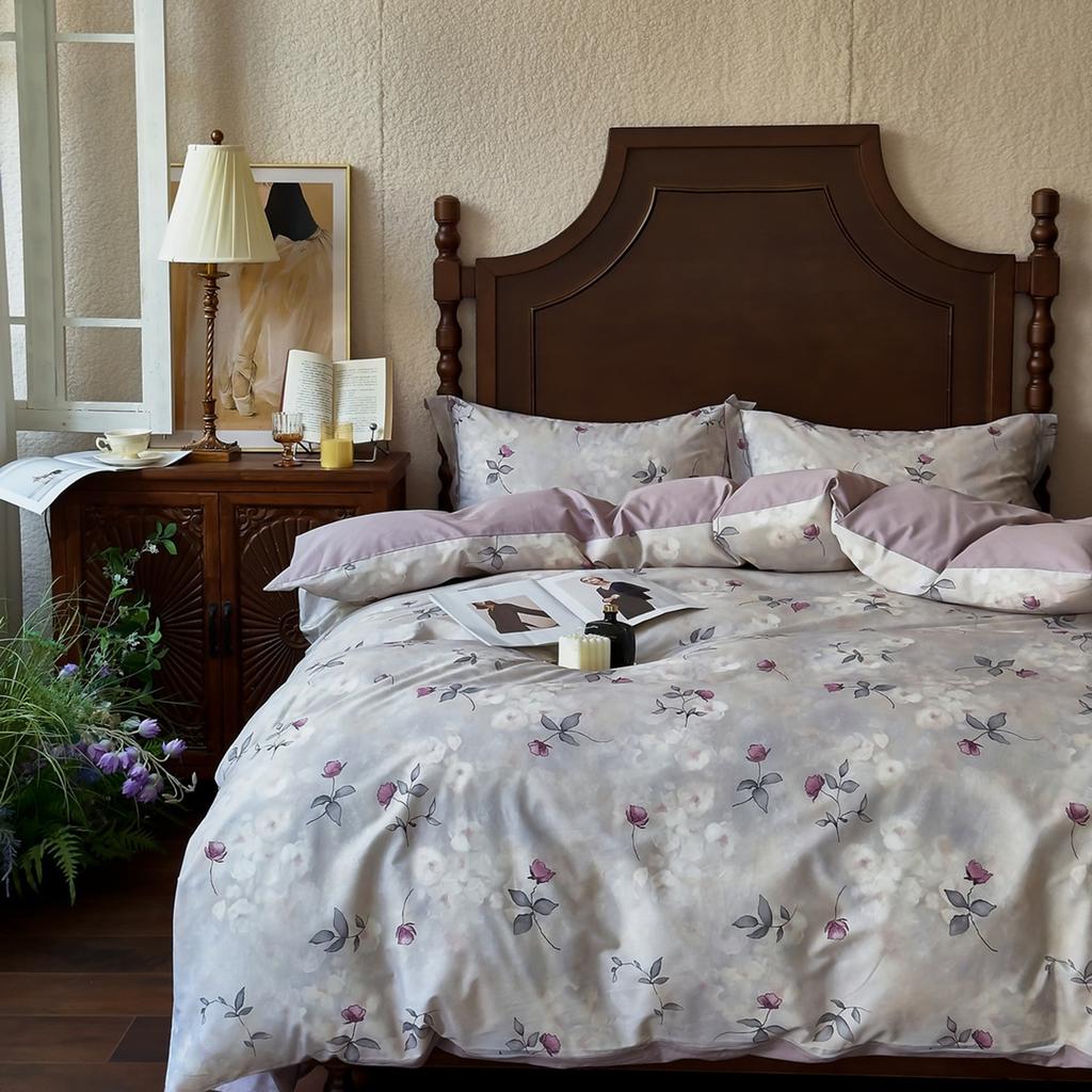 100% Cotton Bedding Set Ins Korean Floral 3D Printed Duvet Cover Bed Linen Flat Sheets Set 2 Pillowcases Twin Double Queen Size