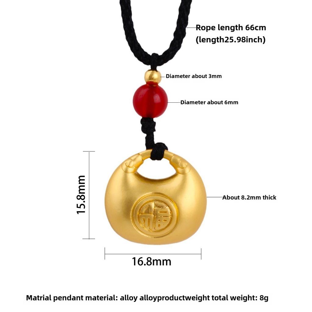 Náhrdelník s přívěskem z pískového zlata Buddha Dragon Yellow Gold Černý provazový řetízek na krk