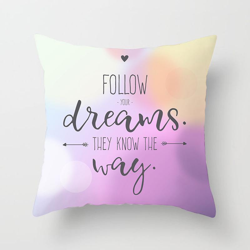Modern Simple Pillow Letter Watercolor Print Pillow Cushion Cover Home Supplies