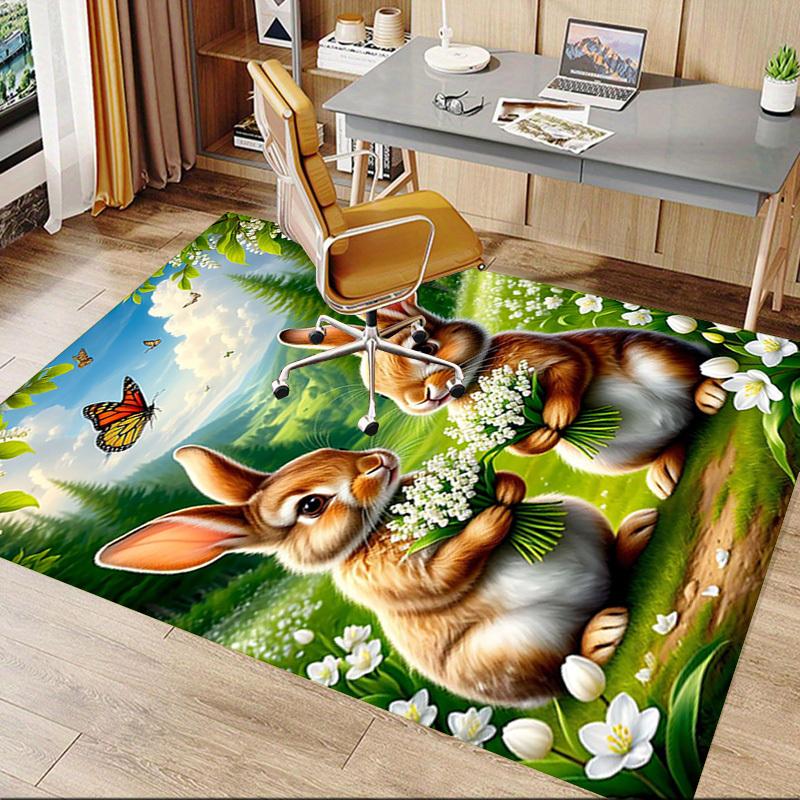 1PC Bunnies Flowers Extra Large Non-Slip Floor carpet, Office, family, bedroom, Studio - Large Area Rug,Longlasting Material-K0329