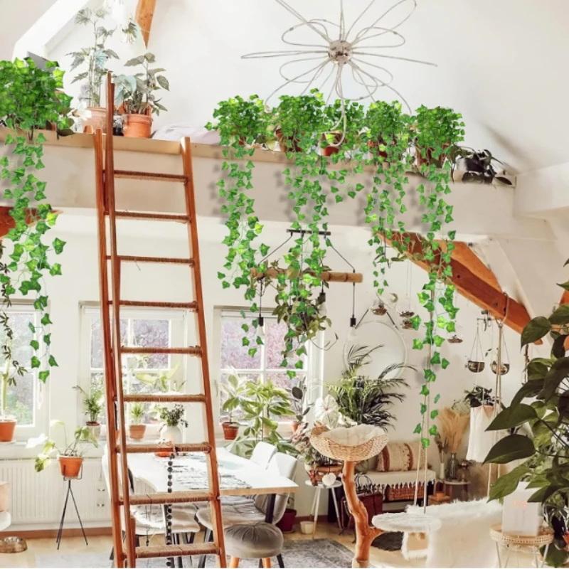 Artificial Ivy Leaf Garland Faux Green Vines for Home Wedding Balcony Wall Hanging Decor
