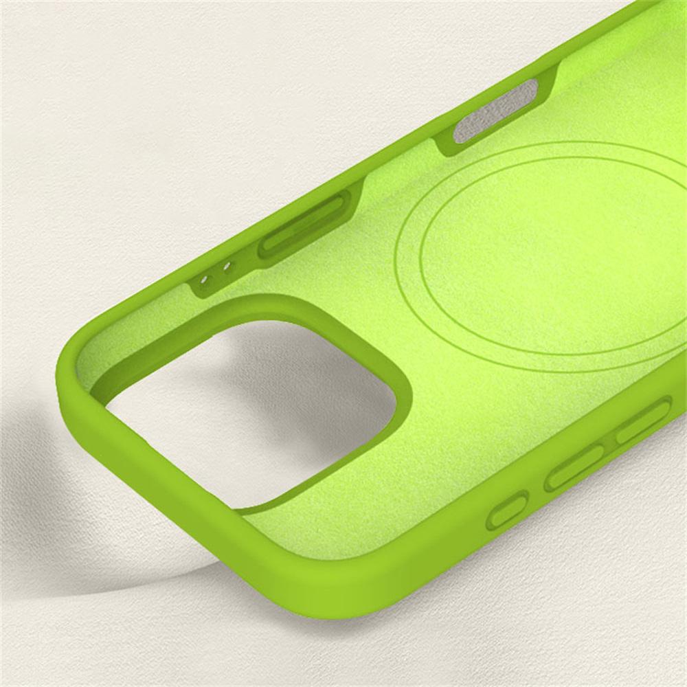 For iPhone 16 Pro Magnetic Case with Microfiber Lining PC+Liquid Silicone Phone Cover