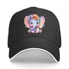 Adjustable Snapback Baseball Cap  Cute Elephant Print Dad Hat Suitable for Outdoor Sports Hiking  Sandwich Baseball Cap
